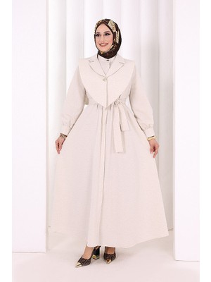 Bym Fashion Yaka Detaylı Ferace Elbise 7066 Taş