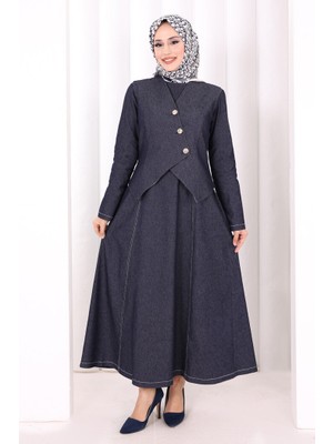 Bym Fashion Yelekli Denim Elbise 6081 Lacivert