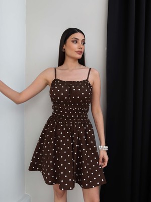 Esra Helvacı Puantiyeli Gipeli Mini Elbise