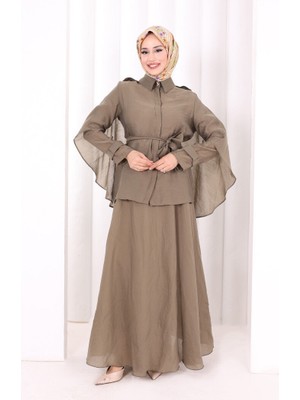 Bym Fashion Kloş Etek Tunik Takım 8028 Haki