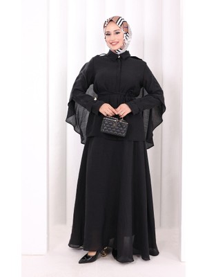 Bym Fashion Kloş Etek Tunik Takım 8028 Siyah