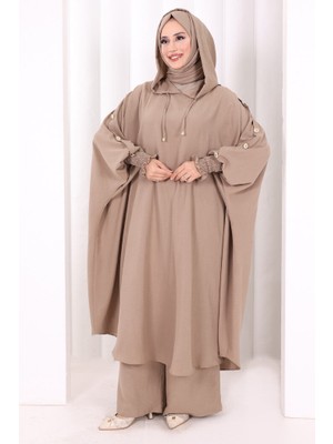 Bym Fashion Yarasakol Kapşonlu Ikili Takım 8033 Vizon