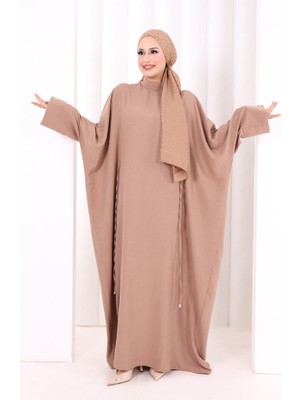 Bym Fashion Çapraz Bağlamalı Ipli Elbise 6083 Somon