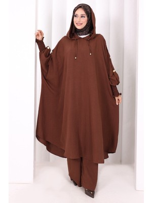 Bym Fashion Yarasakol Kapşonlu Ikili Takım 8033 Kahverengi
