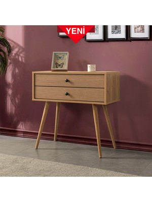 EVMO Home Vita 5208 ( AHŞAP AYAKLI ) Dresuar , 2 Çekmeceli , Şifonyer , Antre , Salon , Sepet - Yunus