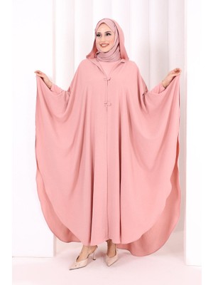 Bym Fashion Kapüşonlu Ayrobin Pelerin 70021 Gül Kurusu