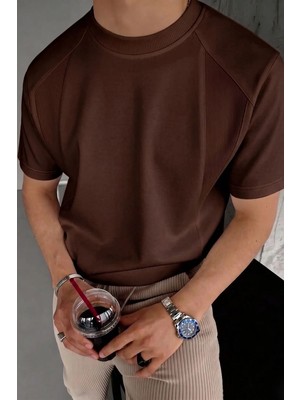 Genius Store  erkek Tişört Basic Bisiklet Yaka Tişört Rahat Kesim Dökümlü Günlük Spor Tshirt GARNİ-5050