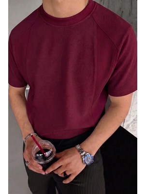 Genius Store  erkek Tişört Basic Bisiklet Yaka Tişört Rahat Kesim Dökümlü Günlük Spor Tshirt GARNİ-5050