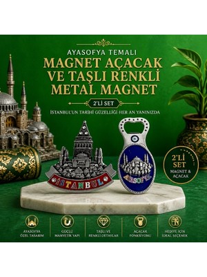 Ayasofya Temalı Magnet Açacak ve Taşlı Renkli Metal Magnet (2’li Set)