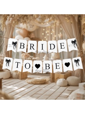 Hiras Dizayn Siyah Fiyonklu Bekarlığa Veda Bride To Be Banner Afişi Kına Gecesi Gelin Bride To Be Bekarlığa Veda Süsü Kalın Karton 15 Parça