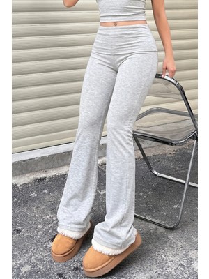 Genius Store Kadın Pantolon Pamuklu Likralı Süprem Esnek Ispanyol Paça Spor ve Günlük Pantolon