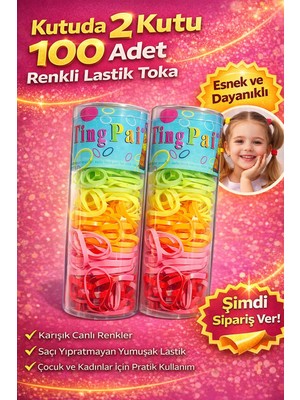 Bezos 2 Kutu 100 Adet Renkli Lastik Toka Seti Karışık Renkli Saç Lastiği Çocuk ve Kadın Saç Tokası