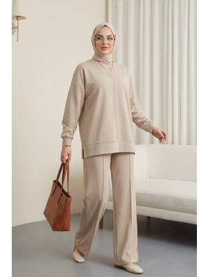 Moda Morfo Yuvarlak Yaka Çimalı Oyşo Ikili Takım -Taş