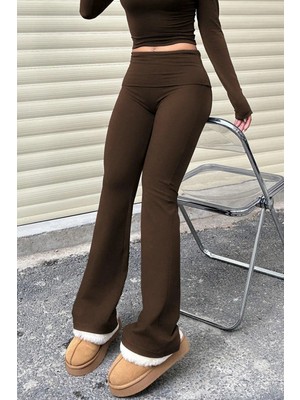 Genius Store Kadın Pantolon Pamuklu Likralı Süprem Esnek Ispanyol Paça Spor ve Günlük Pantolon