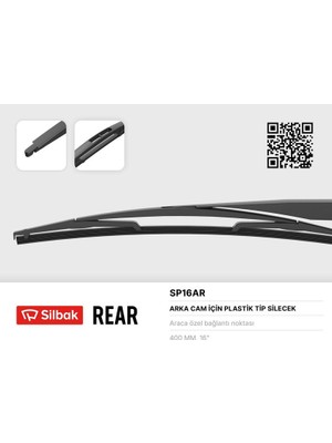 Silbak Cosmotex Silecek Süpürgesi 400MM Plastik Tip Arka Sandero-Micra-Astra G-Combo-Corsa C-P306-CLIO 98 Kng