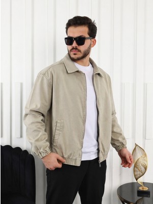 Comstar Erkek Mevsimlik Premium Krem Oversize Bomber Ceket