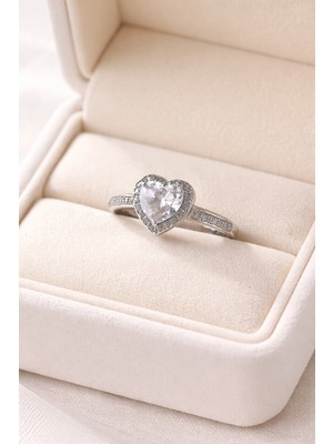 Youday Accessories Kalp Taşlı Kararmaz Kaplama Yüzük Model 1 –  Zirkon Taşlı Parlak Tasarım | Şık Kadın Yüzüğü