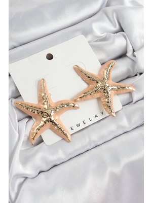 Youday Accessories Pirinç Krem Deniz Yıldızı Model Vintage Kadın Küpe