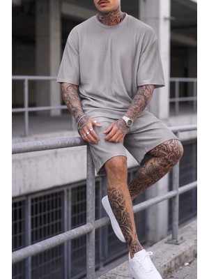 Oksit Ches Ottoman Oversize Erkek Şort Tshirt Takım
