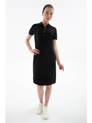Fashion Friends Polo Yaka Siyah Kadın Elbise 26Y0499K1