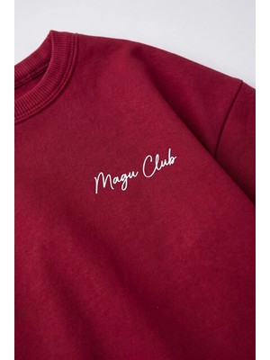 Unisex Çocuk Pamuklu Bordo Magu Club T-Shirt Şort Takım