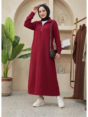 Mismoly Lina Serisi Cepli Fermuarlı Spor Uzun Tesettür Elbise - Aerobin