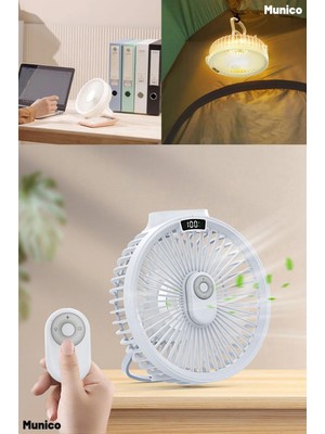 Munico Ayarlanabilir Hız Seçenekli Modern Tasarım Dijital Ekranlı Masaüstü Fan Kumandalı Sessiz Motor Güçlü