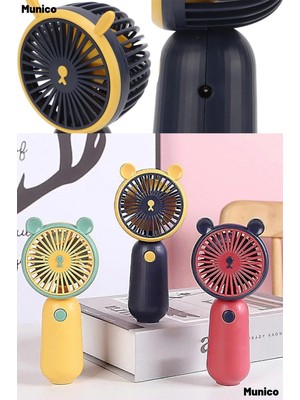 Munico Kulaklı Mini Fan USB Şarjlı Sessiz Motor Masaüstü Dekoratif Kulaklı Tasarımlı Mini Vantilatör