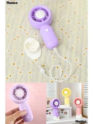 Munico Seyahat ve Açık Hava Kullanımı Için Mini El Fanı Telefon Tutuculu USB Şarjlı Sessiz Çalışma Masaüstü
