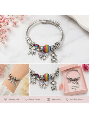 Modern Çelik Şık Gökkuşağı Figürlü Charm Bileklik