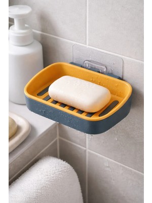 Ecovibe Yapışkanlı Duvar Tipi Sabunluk – Su Giderli, Sabun Eritmeyen Pratik Banyo Düzenleyici
