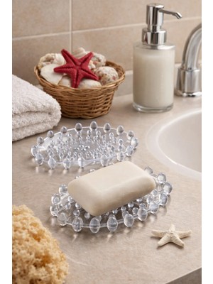 Ecovibe Lavabo Kenarı Şeffaf Katı Sabunluk Delikli Silikon Kalıp Sabunluk