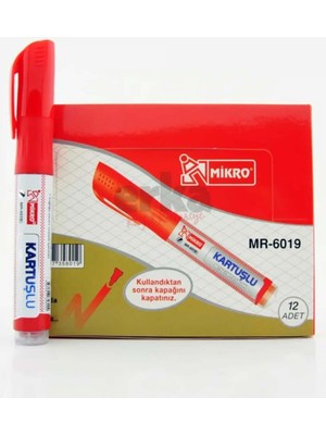Özbience Kırmızı Mikro Tahta Kalemi MR-6019 12'li Paket, Kartuşlu, Kaliteli ve Dayanıklı