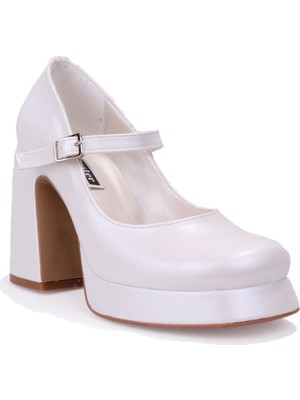 Dagoster DZA07-337565 Sedef 10 cm Kalın Topuklu Platform Kadın Ayakkabı