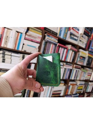 Mahfuz Hakiki Deri Tamamen El Emeği Minimalist Cüzdan Kartlık 9,5x7 cm DAK89