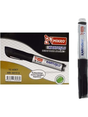 Özbience Mikro Tahta Kalemi MR-6019 Siyah 12'li Paket, Kalem ve Kartuş Seti