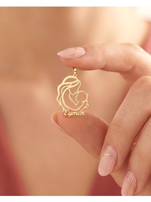 İndigo Takı Isimli Anne Kucağı 14 Ayar Altın Kolye Ucu