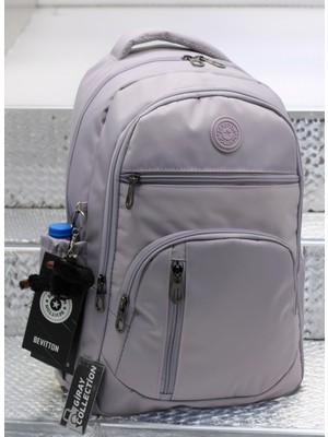 MegiHero 1710 Bej Suya Dayanıklı Kumaş Okul Çantası Unisex Okul Sırt Çantası