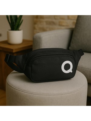 Quickprep Siyah Bel Çantası | Su Geçirmez Kumaş | Unisex Spor ve Günlük Kullanım