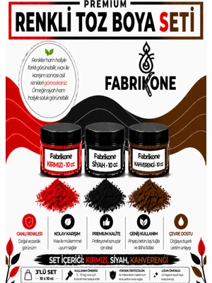 Fabrikone 3'lü Set Premium Parafin Soya Wax Toz Mum Boyası Hobi Seti - 10 cc (Kırmızı, Siyah, Kahverengi) BKFAB3KSKH10G