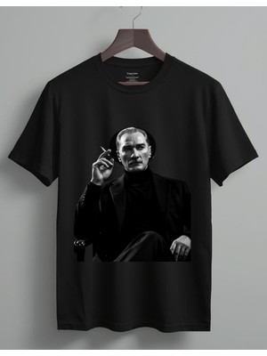Timisiva Atatürk-1 Erkek Kadın Premium Tişört %100 Pamuk Oversize Basic Günlük Şık T-Shirt