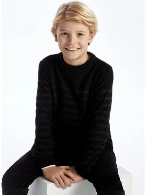 Lc Waikiki Yeni Sezon Bisiklet Yaka Çizgili Uzun Kollu Erkek Çocuk Triko Kazak