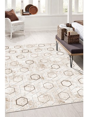 Lioara Home Çizgili Modern Dijital Baskı Halı |  Yıkanabilir Kaymaz Taban Salon & Yatak Odası Halısı