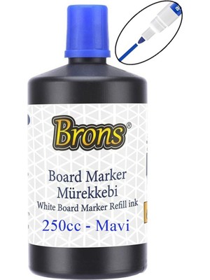 Özbience Mavi Yazı Tahta Kalem Mürekkebi 250ML, Kolay Silinebilir, Brons Tahta Kalemi