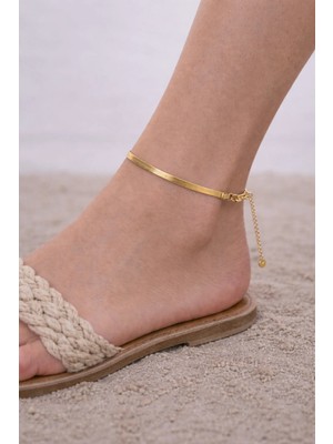 Sjour Kadın Halhal 316L Çelik Duşa, Denize Dayanıklı Ek Uzatmalı, Gold, 20+5 cm 3 Yıl Garantili