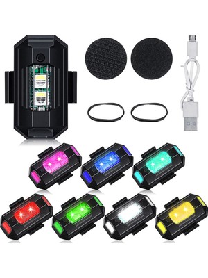 Renklime Mini LED Flash 7 Renk Rgb USB Şarjlı Araba Motosiklet Bisiklet Drone Uyumlu