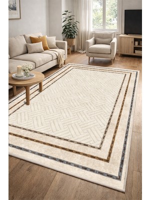 Lioara Home Çizgili Modern Dijital Baskı Halı |  Yıkanabilir Kaymaz Taban Salon & Yatak Odası Halısı