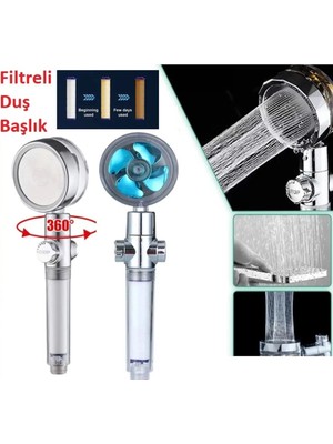 Tineke Filtreli Yüksek Basınçlı Pervaneli Duş Başlığı Masajlı Su Tasarruflu Duş Fiskıye