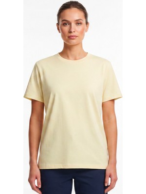 goffra Kadın Vision Bisiklet Yaka Premium Kalite Yoğun Dokulu Pamuklu T-Shirt Sarı W101-R0220-03