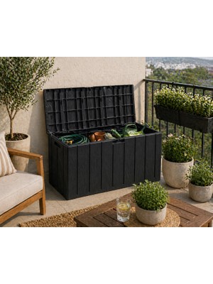 Csb Store 270 L Bahçe Depolama Sandığı Kilitli Plastik Çok Amaçlı Dış Mekan Sandık 117,5X45X56 Cmm